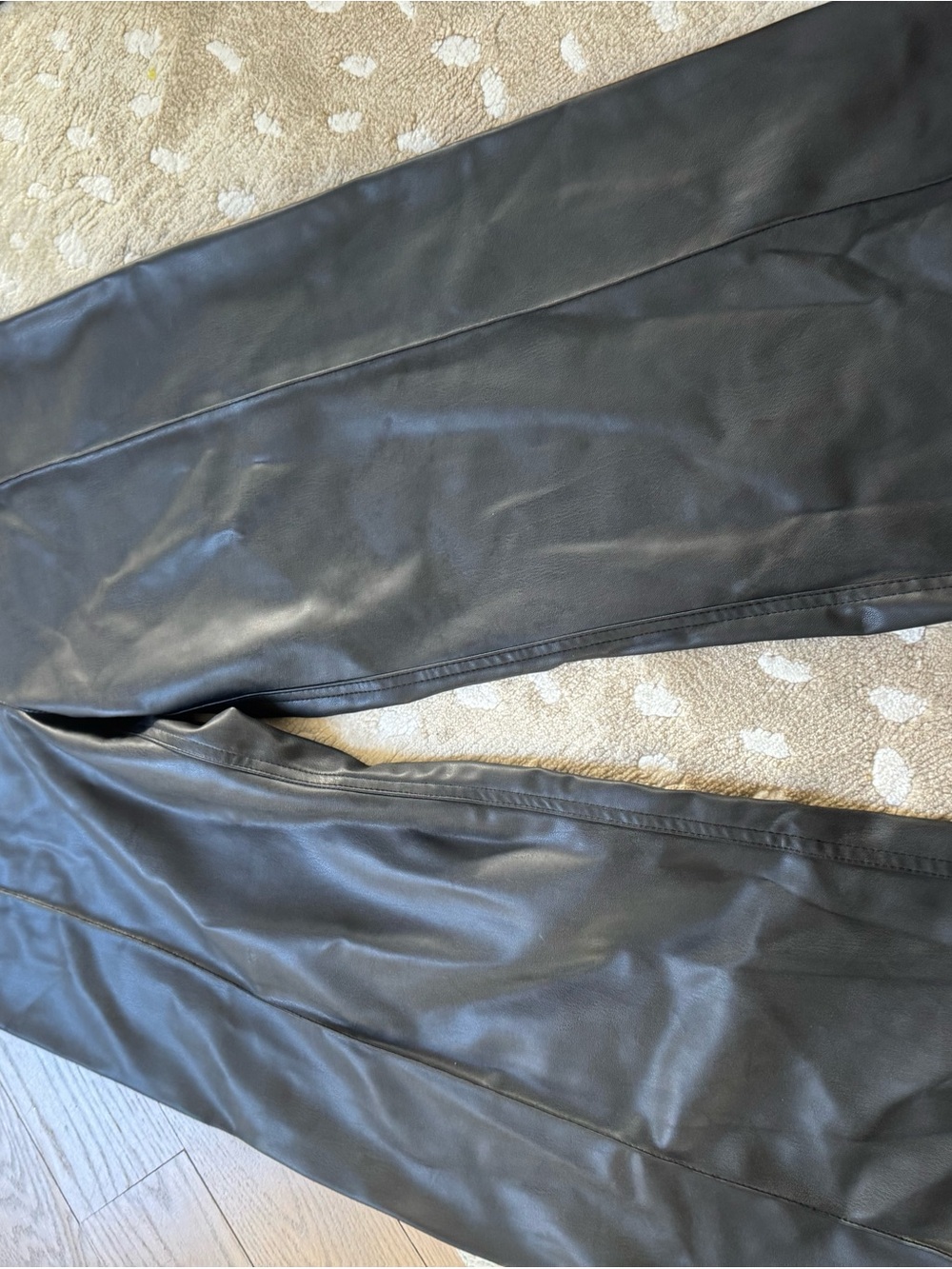 Zara Black Faux Leather Wide-Leg Trousers